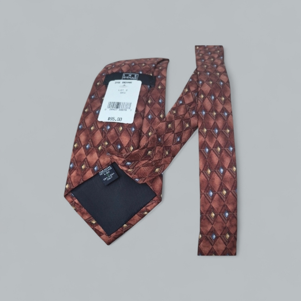 Ike Behar Brown Diamond Pattern Tie